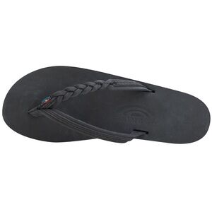 Rainbow Flirty Braidy Flip Flops Black Leather Sandals Women’s Size M (6.5–7.5)